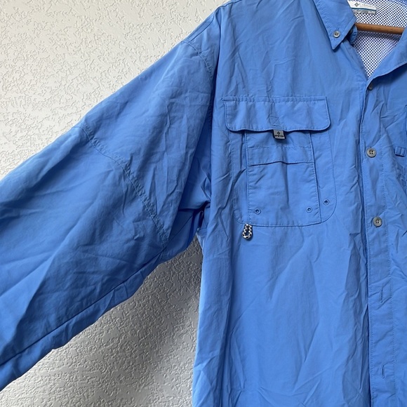 Columbia Long Sleeve Shirt Button Down Collared Omnishade Blue size Extra Large - Picture 4 of 13